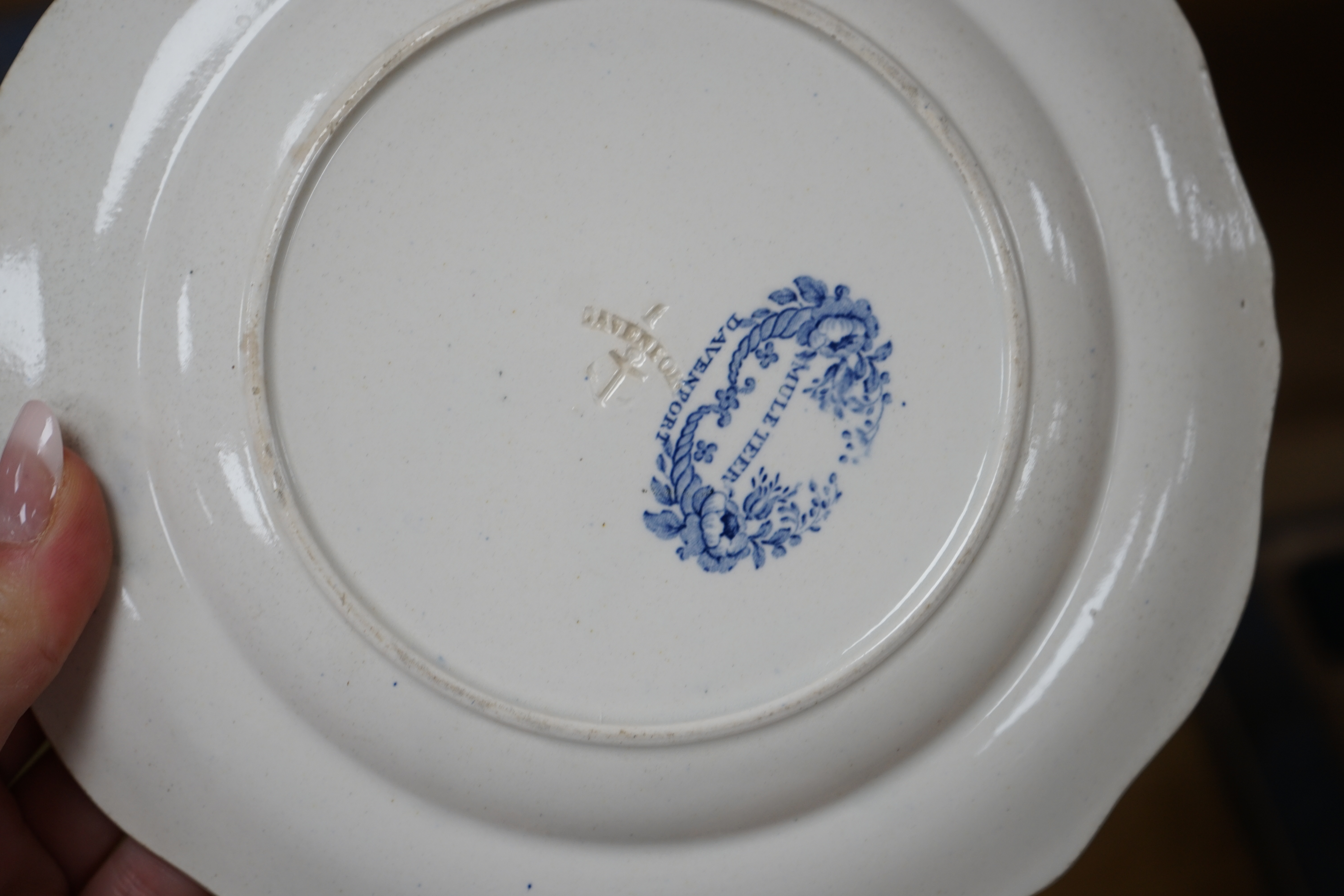 A Davenport part service of eighteen plates, largest 23cm diameter. Condition - fair